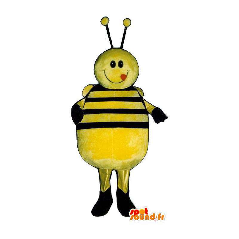 Mascotte grote gele en zwarte bij, het glimlachen - MASFR006776 - Bee Mascot