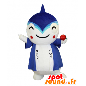 Yai-chan mascotte, squalo blu e bianco con una tunica blu - MASFR25406 - Yuru-Chara mascotte giapponese