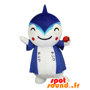 Mascot Yai-chan, modré a bílé žralok s modrým halenky - MASFR25406 - Yuru-Chara japonské Maskoti