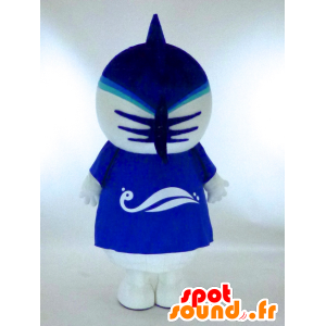 Mascotte d'Yai-chan, requin bleu et blanc avec une tunique bleue - MASFR25406 - Mascottes Yuru-Chara Japonaises