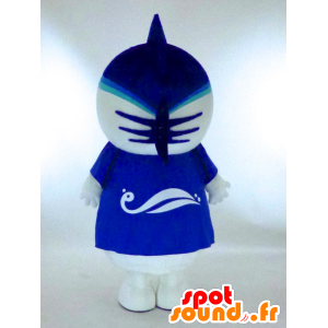 Mascot Yai-chan, modré a bílé žralok s modrým halenky - MASFR25406 - Yuru-Chara japonské Maskoti