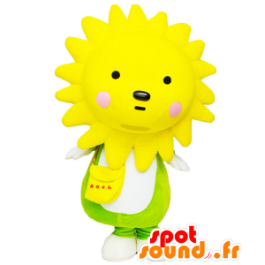 Mascot ANANAN, keltainen leijona, aurinko, keltainen, jättiläinen kukka - MASFR25407 - Mascottes Yuru-Chara Japonaises
