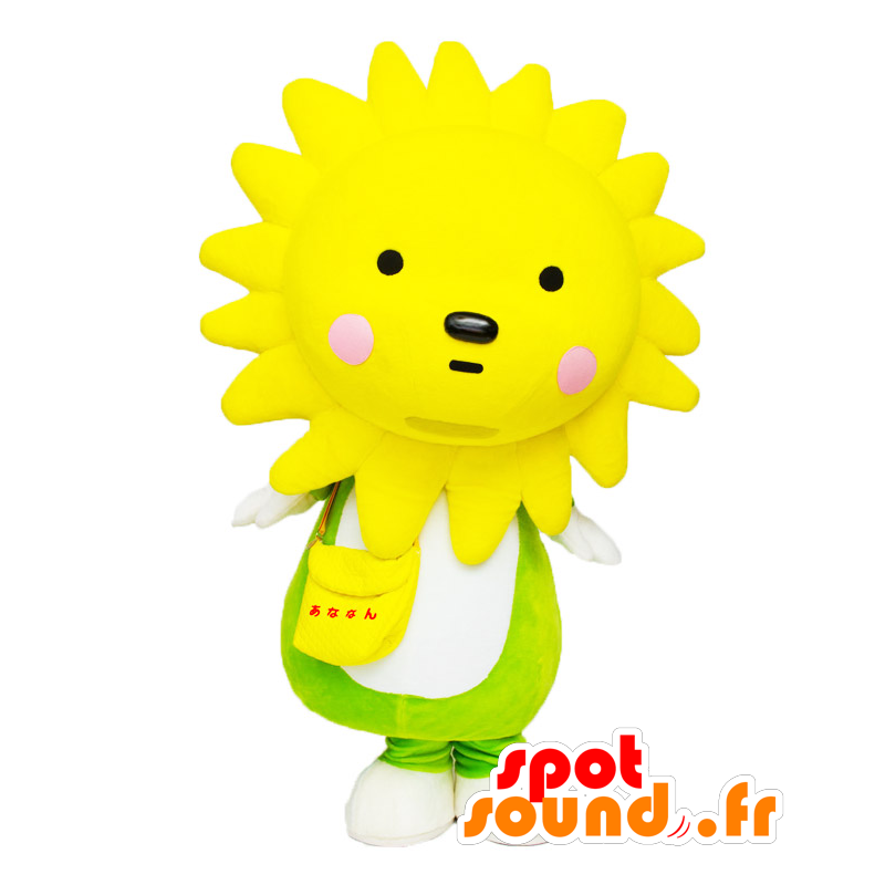 Mascotte d'Ananan, lion jaune, de soleil, de fleur jaune, géante - MASFR25407 - Mascottes Yuru-Chara Japonaises