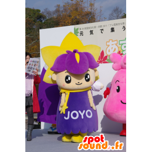 Mascotte de fleur violette et jaune, géante et divertissante - MASFR25408 - Mascottes Yuru-Chara Japonaises