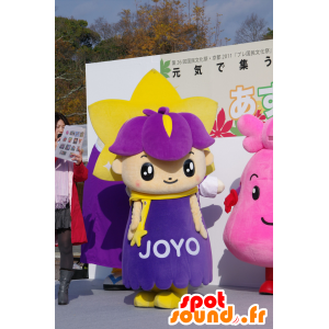 Violet en gele bloem mascotte, reus en onderhoudend - MASFR25408 - Yuru-Chara Japanse Mascottes