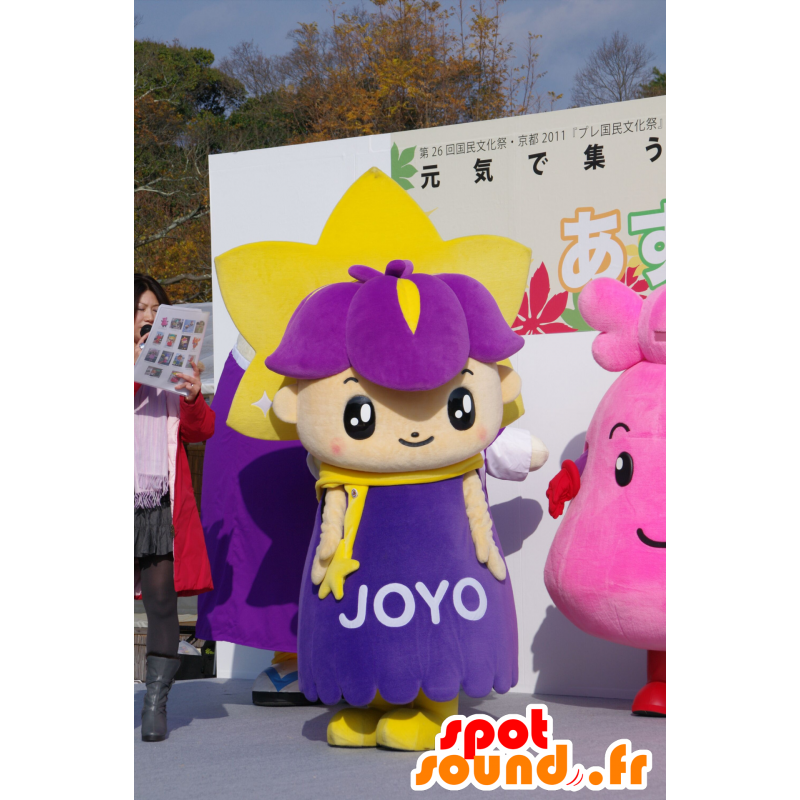 Violet and yellow flower mascot, giant and entertaining - MASFR25408 - Yuru-Chara Japanese mascots