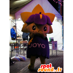 Violeta y amarillo mascota de flor, gigante y entretenimiento - MASFR25408 - Yuru-Chara mascotas japonesas