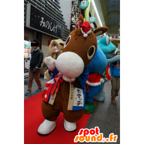 Mascot καφέ και λευκό άλογο, πουλάρι - MASFR25413 - Yuru-Χαρά ιαπωνική Μασκότ