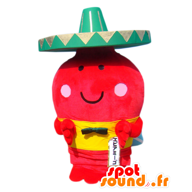 マスコットEbiAmigo、赤い男、帽子をかぶったメキシコ人-MASFR25414-日本のゆるキャラのマスコット