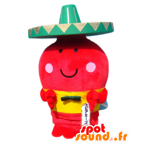 Maskot Ebi Amigo, rød mand, mexicansk med hat - Spotsound