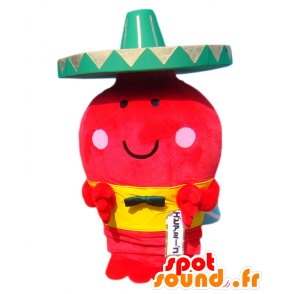 Μασκότ Ebi Amigo, κόκκινο άνθρωπος, του Μεξικού με ένα καπέλο - MASFR25414 - Yuru-Χαρά ιαπωνική Μασκότ