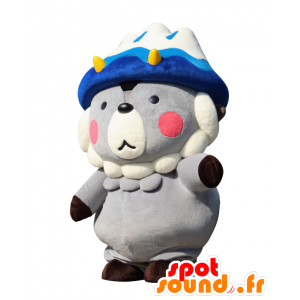 Oomapyon Maskottchen, grau und weiß Teddybär, in König gekleidet - MASFR25415 - Yuru-Chara japanischen Maskottchen