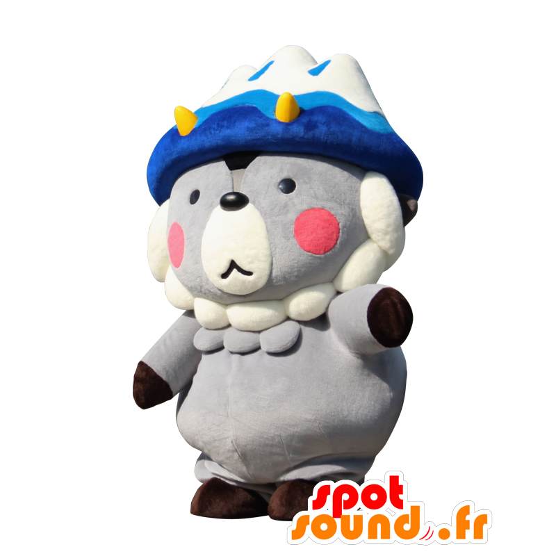 Oomapyon mascotte, grigio e bianco orsacchiotto, vestito di re - MASFR25415 - Yuru-Chara mascotte giapponese