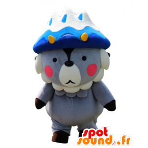 Mascotte d'Oomapyon, nounours gris et blanc, en tenue de roi - MASFR25415 - Mascottes Yuru-Chara Japonaises