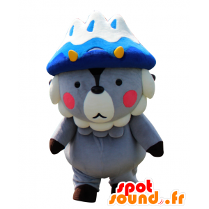 Mascot Oomapyon, cinza e branco urso de pelúcia, vestido de rei - MASFR25415 - Yuru-Chara Mascotes japoneses