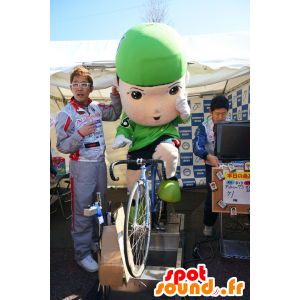 Mascotte d'homme, de cycliste avec un maillot vert - MASFR25418 - Mascottes Yuru-Chara Japonaises