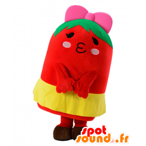 Mascotte de Tomachuu, bonhomme rouge, vert et jaune - MASFR25419 - Mascottes Yuru-Chara Japonaises