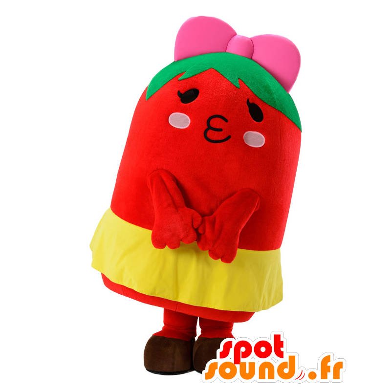 Mascotte de Tomachuu, bonhomme rouge, vert et jaune - MASFR25419 - Mascottes Yuru-Chara Japonaises