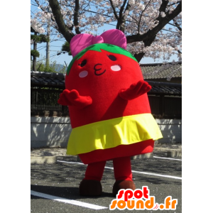 Mascotte de Tomachuu, bonhomme rouge, vert et jaune - MASFR25419 - Mascottes Yuru-Chara Japonaises