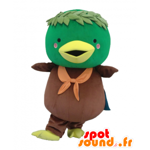 Mascota Kamomo, pájaro verde, marrón y amarillo, pato gigante - MASFR25420 - Yuru-Chara mascotas japonesas