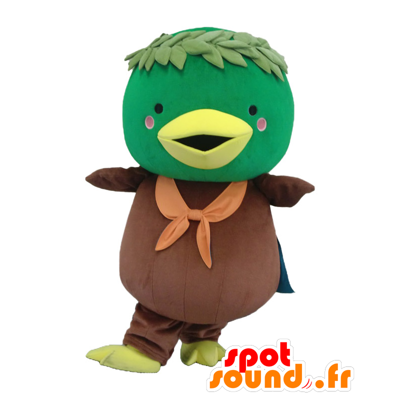 Kamomo mascot, green bird, brown and yellow, giant duck - MASFR25420 - Yuru-Chara Japanese mascots