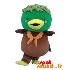 Mascotte de Kamomo, oiseau vert, marron et jaune, canard géant - MASFR25420 - Mascottes Yuru-Chara Japonaises