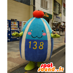 Mascote azul homem, redondo e bonito melancia - MASFR25421 - Yuru-Chara Mascotes japoneses