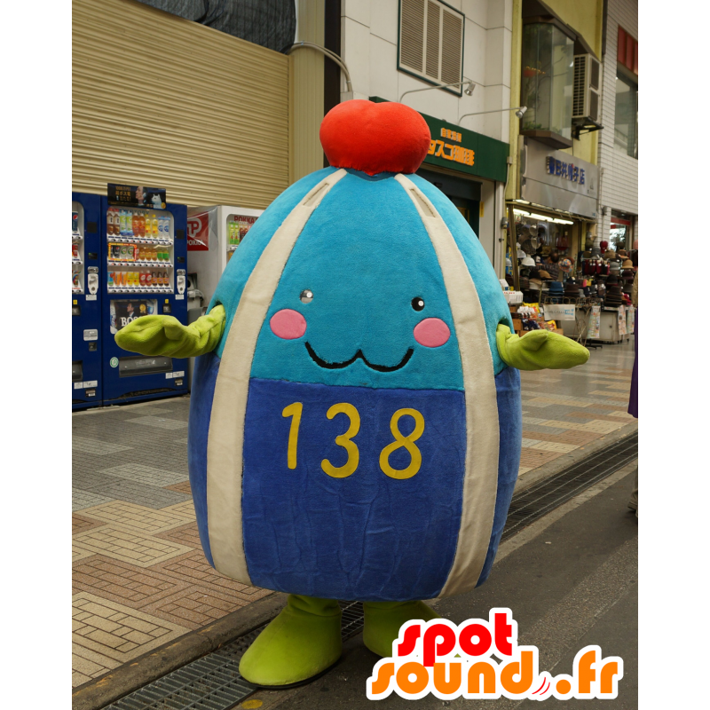 Blue snowman mascot, round and cute watermelon - MASFR25421 - Yuru-Chara Japanese mascots