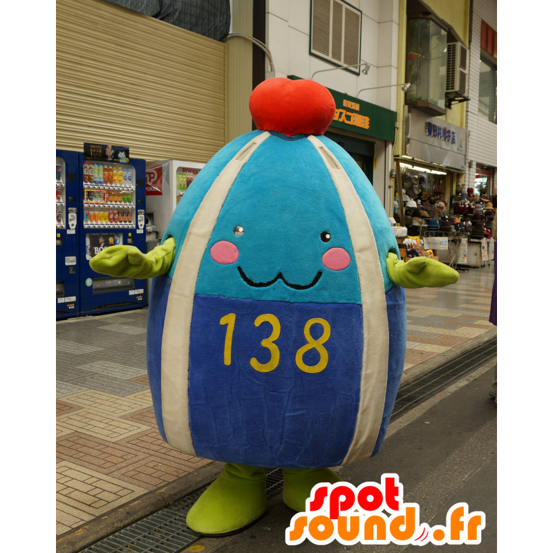 Modrý maskot muž, kulaté a roztomilé meloun - MASFR25421 - Yuru-Chara japonské Maskoti