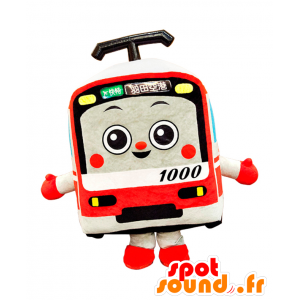 Mascota Keikyun, autobús, tranvía rojo, blanco y amarillo - MASFR25422 - Yuru-Chara mascotas japonesas