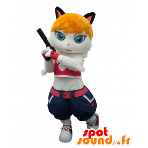 Terisia Maskottchen, Katze mit orangefarbenen Haaren und Jeans - MASFR25425 - Yuru-Chara japanischen Maskottchen