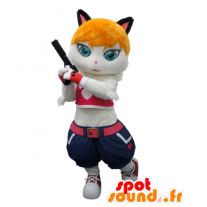 Terisia maskot, katt med orange hår och jeans - Spotsound maskot