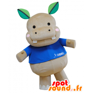 Kabakichi mascotte, ippopotamo grigio con una camicia blu - MASFR25428 - Yuru-Chara mascotte giapponese