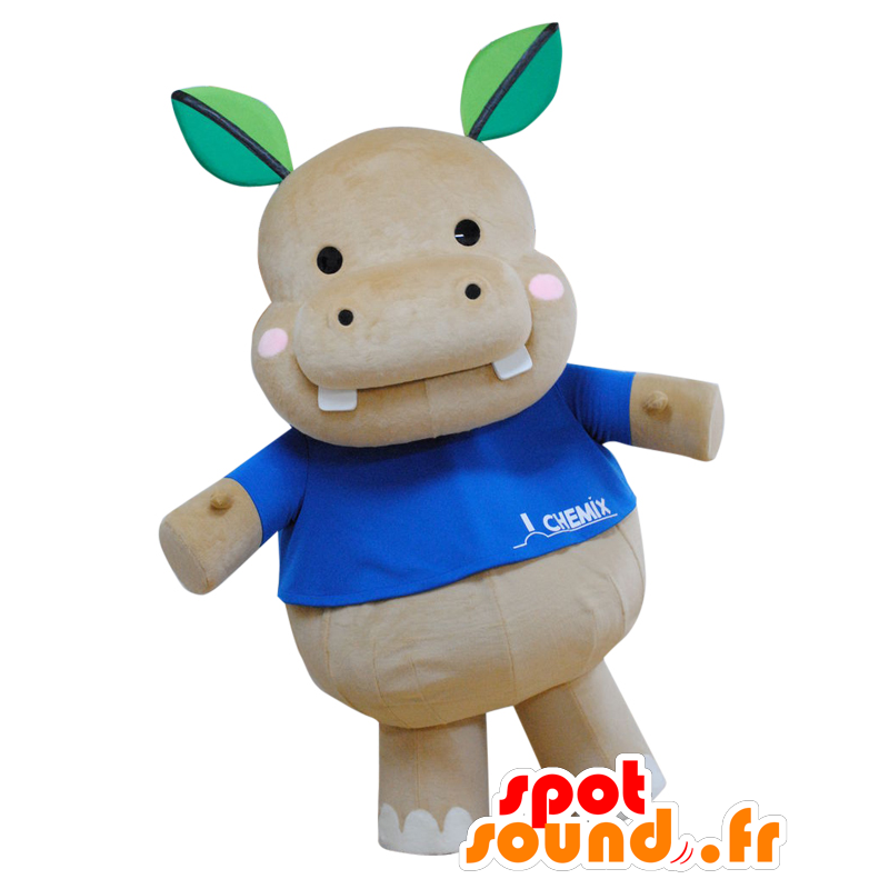 Mascota Kabakichi, hipopótamo gris con una camisa azul - MASFR25428 - Yuru-Chara mascotas japonesas