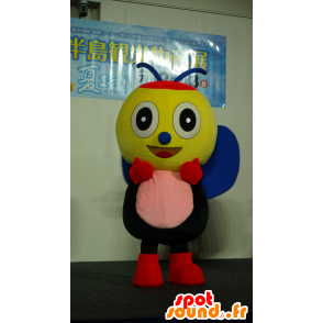 Insect mascotte, geel bee, roze en blauw - MASFR25430 - Yuru-Chara Japanse Mascottes