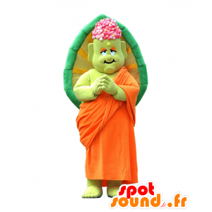 Shakame-kun mascot, green monk in orange traditional dress - MASFR25433 - Yuru-Chara Japanese mascots