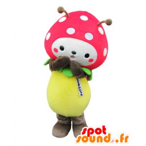 Mascotte de Sun mushi-kun, coccinelle, de fraise rose et blanche - MASFR25435 - Mascottes Yuru-Chara Japonaises