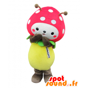 Mascot Sun Mushi-kun, marihøne, rosa og hvite jordbær - MASFR25435 - Yuru-Chara japanske Mascots