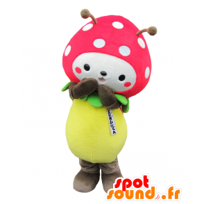 Mascotte de Sun mushi-kun, coccinelle, de fraise rose et blanche - MASFR25435 - Mascottes Yuru-Chara Japonaises