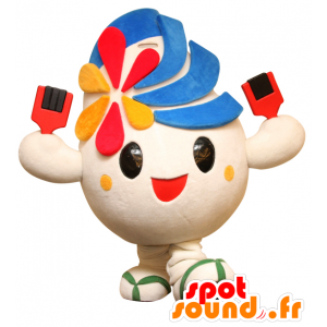 Saika-chan mascot, white and blue man, with a flower - MASFR25439 - Yuru-Chara Japanese mascots