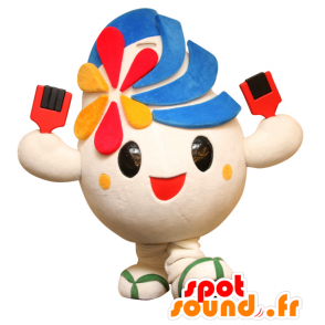 Saika-chan mascot, white and blue man, with a flower - MASFR25439 - Yuru-Chara Japanese mascots