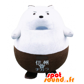 Shinshuuriki maskot, stor hvid og brun bjørn, udtryksfuld -
