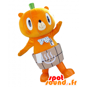 Kabomaru maskot, orange nallebjörn, jättepumpa - Spotsound