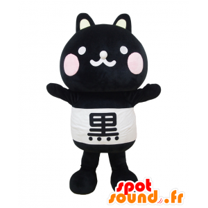 Kokuto-kun maskot, svart, vit och rosa katt - Spotsound maskot