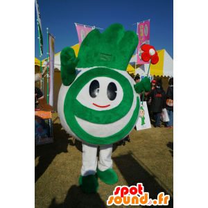 Maskot alle runde, hvite og grønne, Ed Chan, vegetabilsk - MASFR25453 - Yuru-Chara japanske Mascots