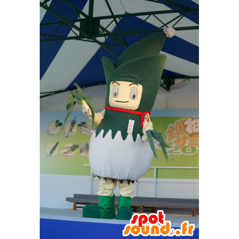 Mascot jättiläinen purjo, vihreä ja valkoinen - MASFR25456 - Mascottes Yuru-Chara Japonaises