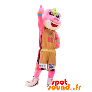 Bikky Maskottchen, rosa und weiß Frosch in der Sportkleidung - MASFR25458 - Yuru-Chara japanischen Maskottchen