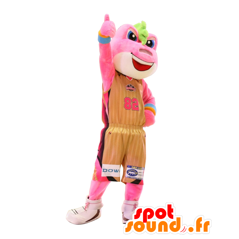 Bikky Maskottchen, rosa und weiß Frosch in der Sportkleidung - MASFR25458 - Yuru-Chara japanischen Maskottchen