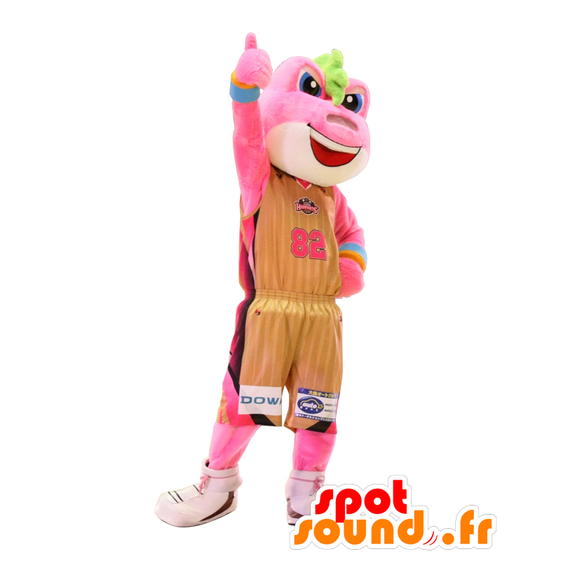 Mascot Bikky, roze en wit kikker in sportkleding - MASFR25458 - Yuru-Chara Japanse Mascottes