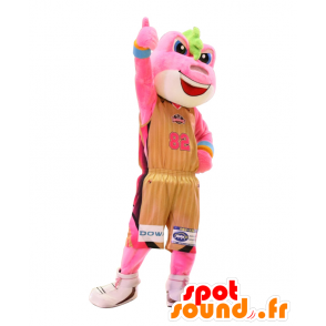 Mascot Bikky, rosa og hvit frosk i sportsklær - MASFR25458 - Yuru-Chara japanske Mascots